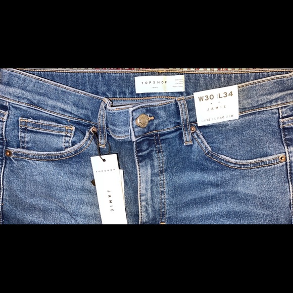 TOPSHOP Mid Blue Thigh Ripped Jamie Skinny Jeans - Picture 4 of 4